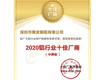 錦發(fā)銅鋁喜獲“2020鋁行業(yè)十佳廠商評選”“中厚板”榜首！